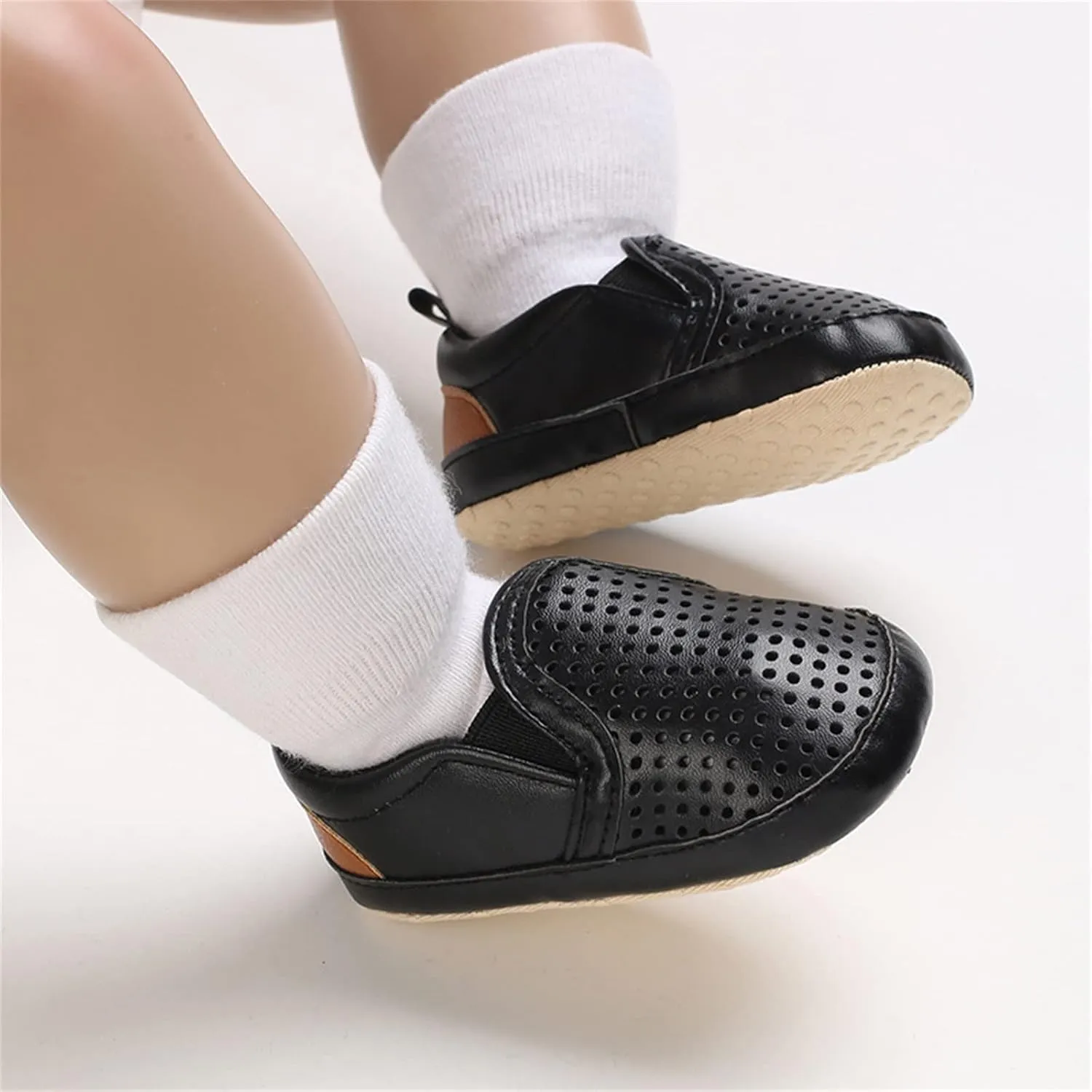 Leather Mesh Hollow First Step Shoes for Infant Toddler Baby Solid Platform Anti Slip Indoor Outdoor Casual Shoes