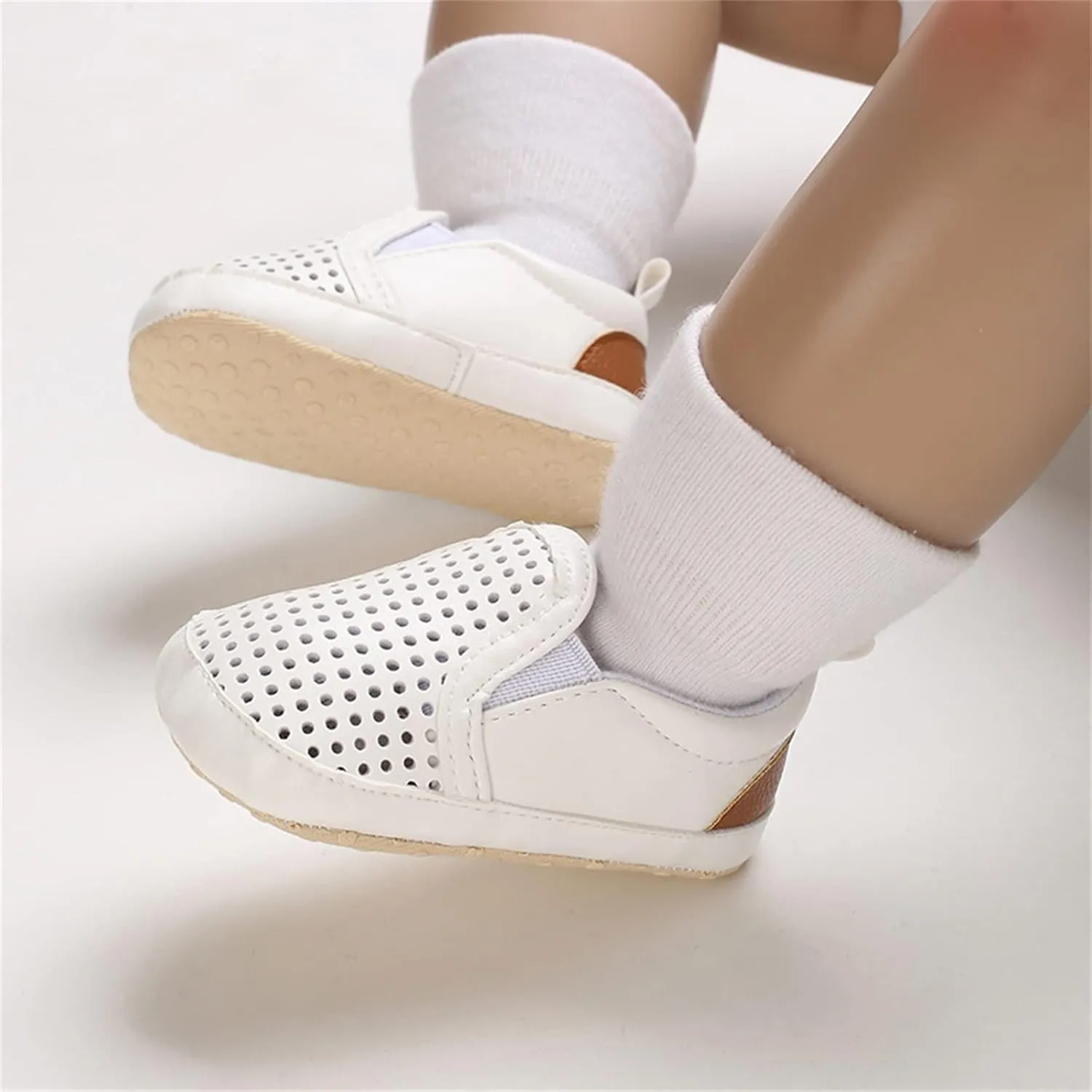 Leather Mesh Hollow First Step Shoes for Infant Toddler Baby Solid Platform Anti Slip Indoor Outdoor Casual Shoes