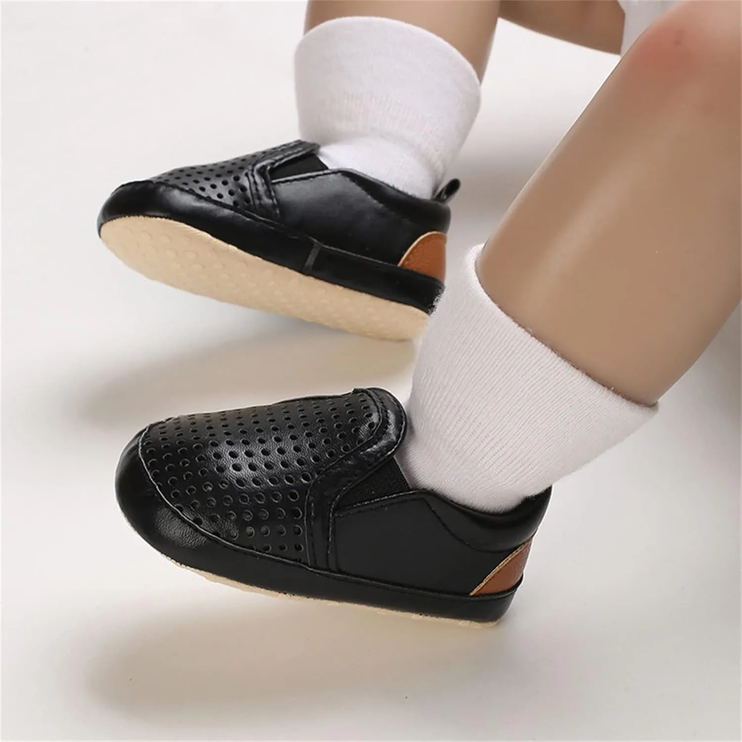 Leather Mesh Hollow First Step Shoes for Infant Toddler Baby Solid Platform Anti Slip Indoor Outdoor Casual Shoes