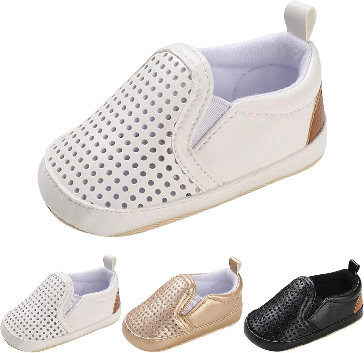 Leather Mesh Hollow First Step Shoes for Infant Toddler Baby Solid Platform Anti Slip Indoor Outdoor Casual Shoes