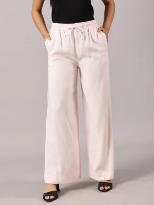 Light Pink Solid Slub Palazzos
