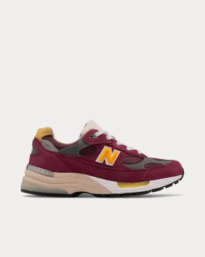 Made in US 992 Burgundy with White Low Top Sneakers