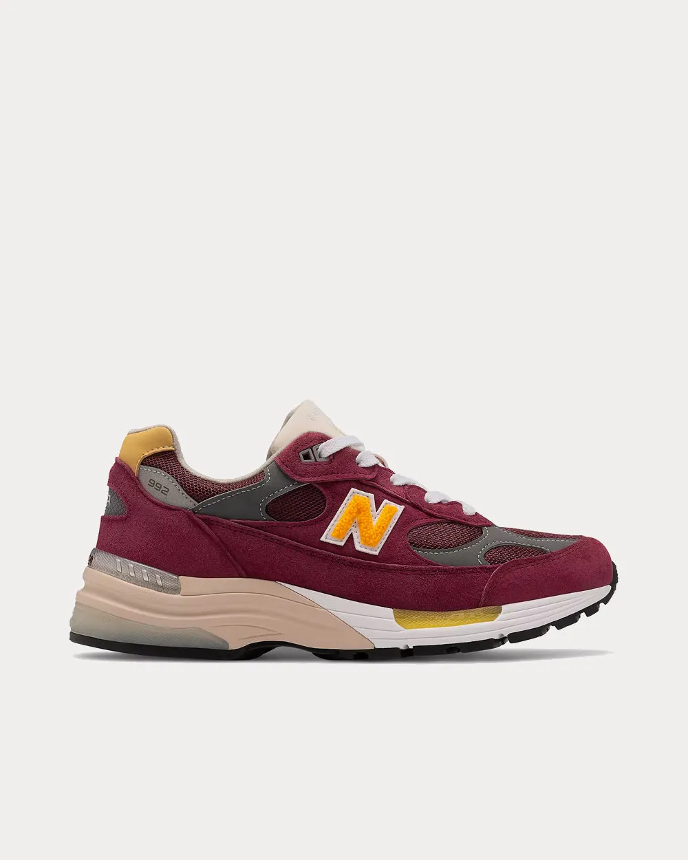 Made in US 992 Burgundy with White Low Top Sneakers