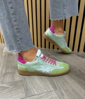 Meline (SS25) E-533 Trainer with Cracked Metallic and Pink Lace - Berlingo Gleam Crack Lam (ME6)