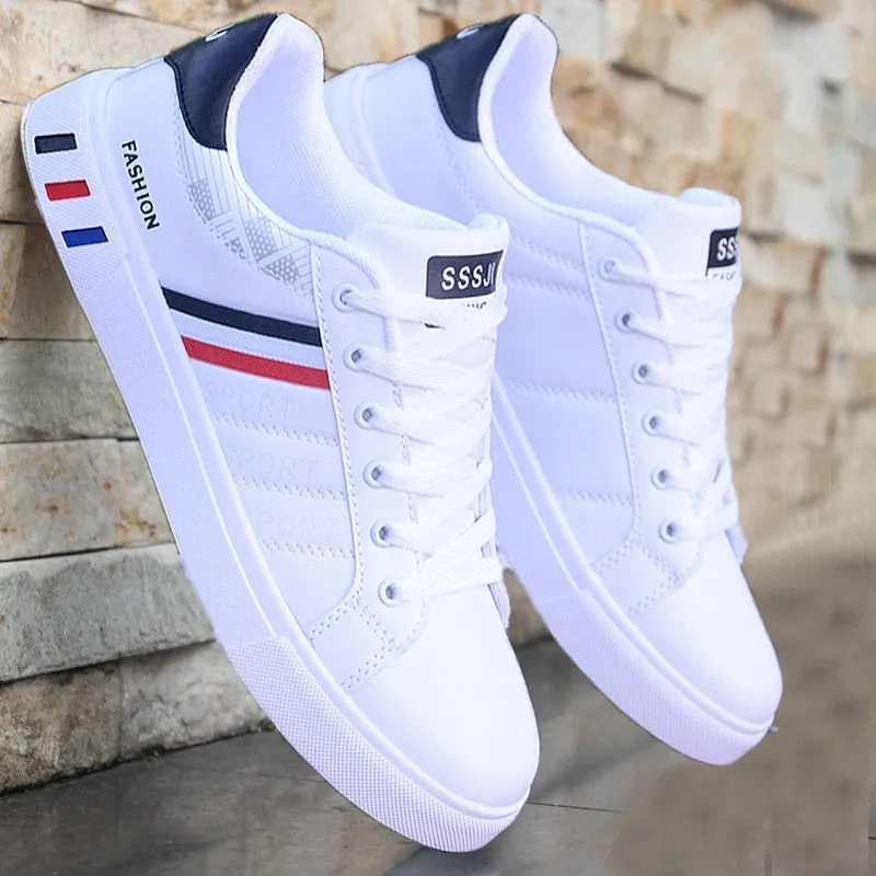 Men Vulcanize Shoes Soft Comfortable Leather Shoes Men Cheap White