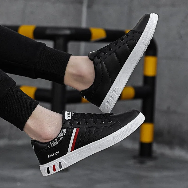 Men Vulcanize Shoes Soft Comfortable Leather Shoes Men Cheap White