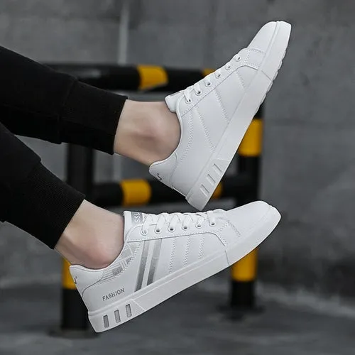 Men Vulcanize Shoes Soft Comfortable Leather Shoes Men Cheap White