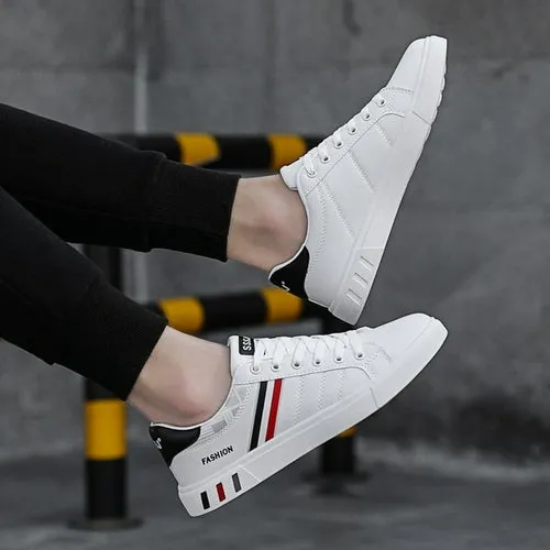 Men Vulcanize Shoes Soft Comfortable Leather Shoes Men Cheap White