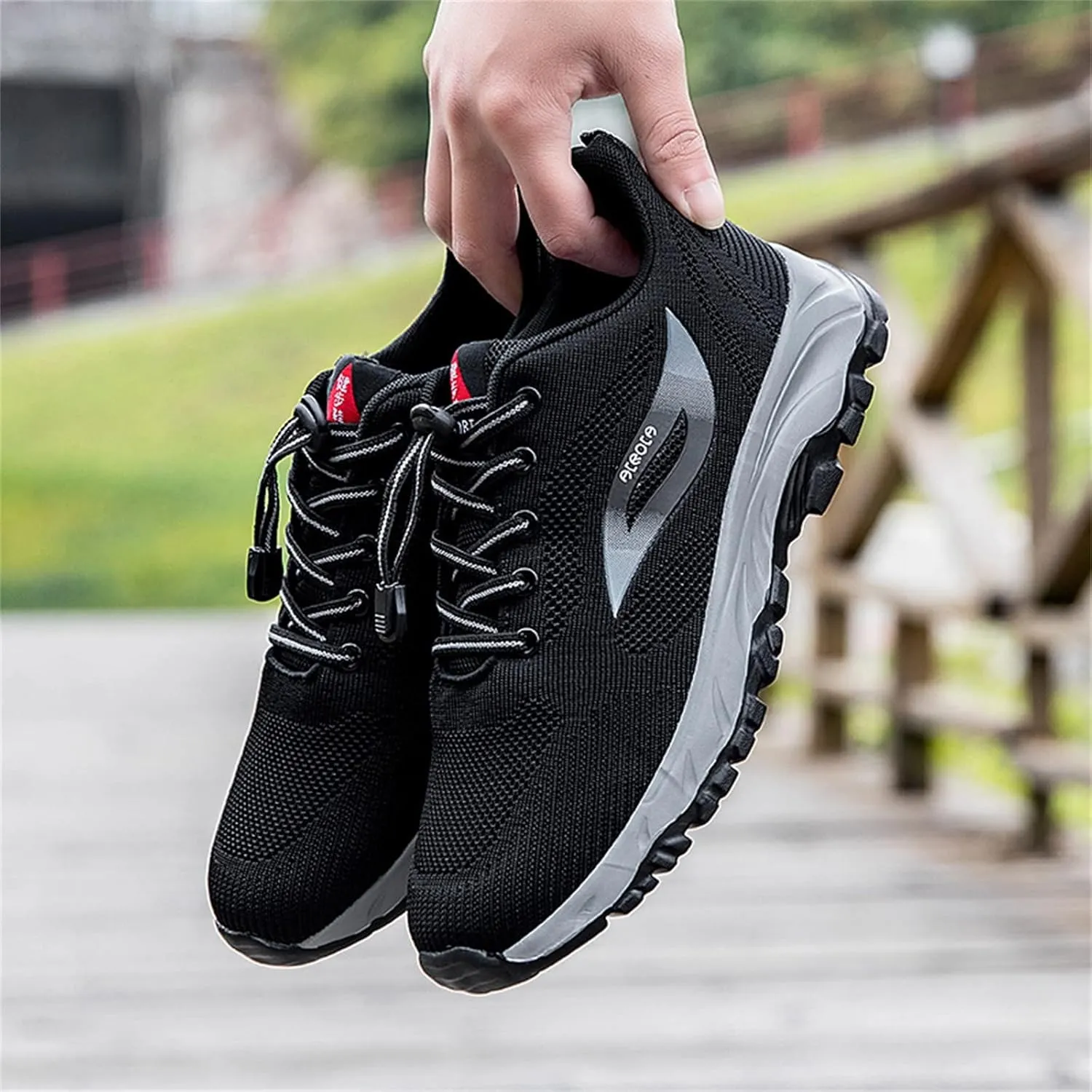 Men's Lightweight Cushion Sneakers Breathable Elastic Fly Woven Mesh Sneaker Non Slip Work Sport Shoes for Men