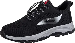 Men's Lightweight Cushion Sneakers Breathable Elastic Fly Woven Mesh Sneaker Non Slip Work Sport Shoes for Men
