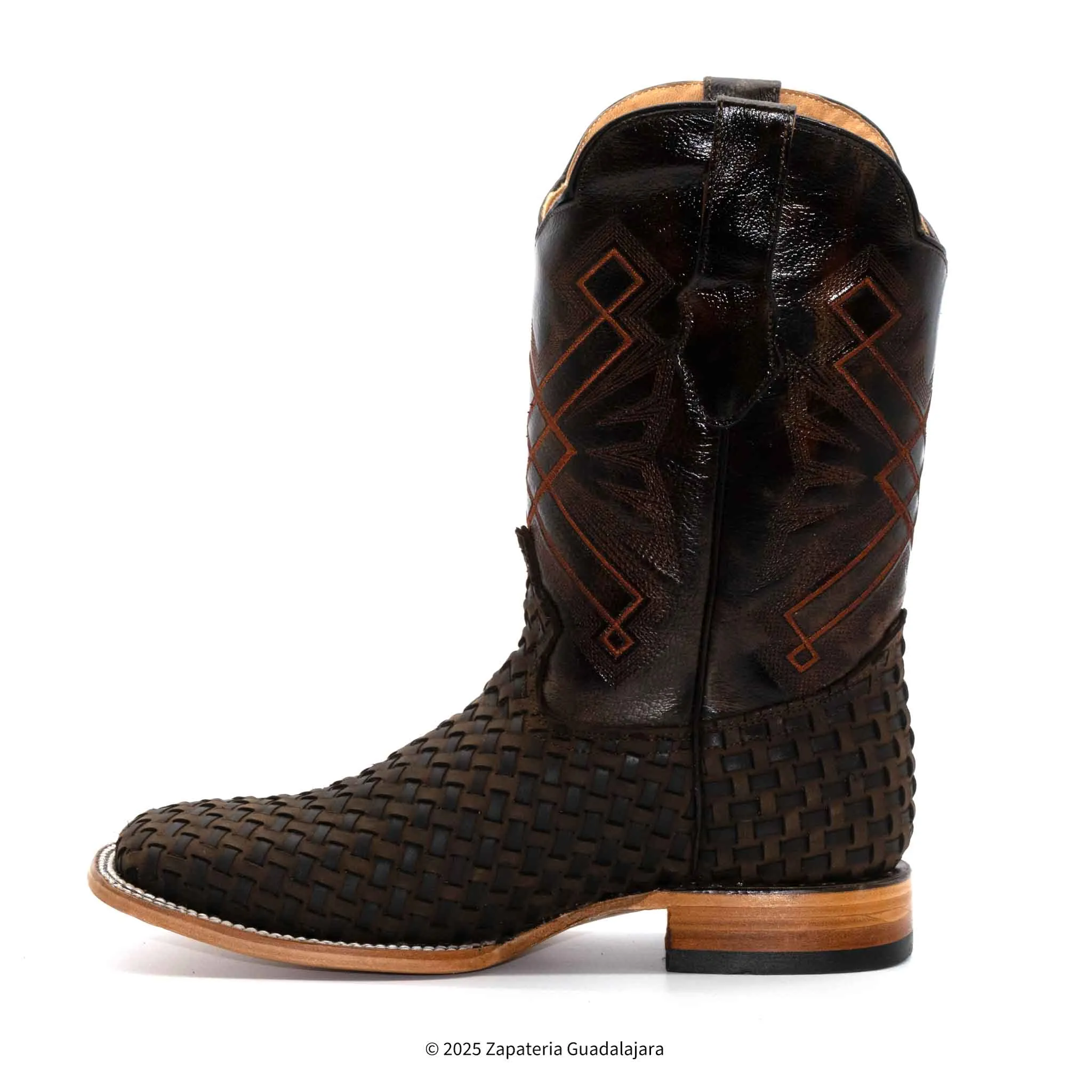 MEN'S WIDE SQUARE TOE PETATILLO CRAZY TAN CHOCO LEATHER BOOT -006
