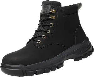 Mens Work Boots Soft Toe Hiking Sneakers Shoes with Fur Lined Women Safety Toe Shoes Insulated Waterproof Outdoor Work Botas Lightweight Hike Grounded Footwear