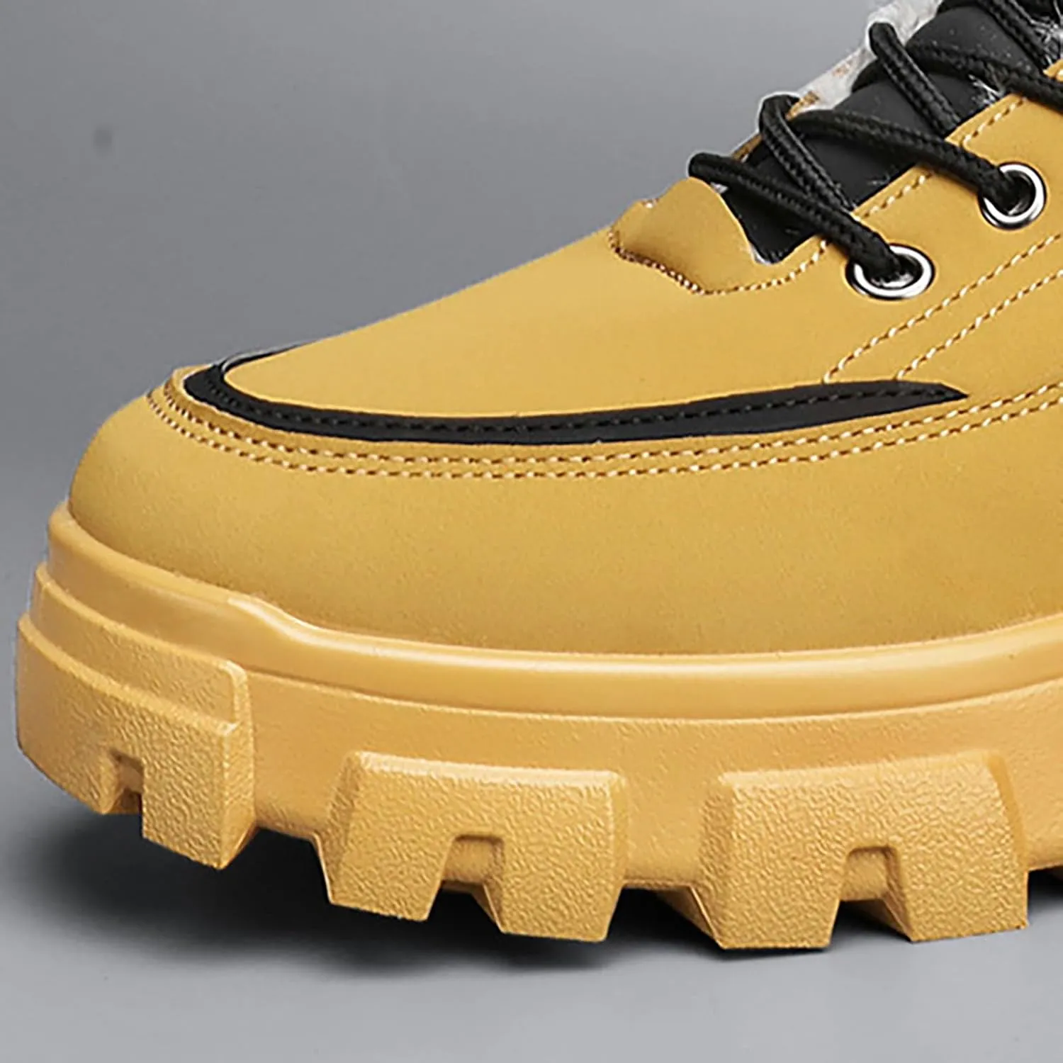 Men's Work Boots Soft Toe Hiking Sneakers Zip Up Fur Lined Womens Safety Toe Shoes Wide Width Platform Shoes Slip Resistant Safety Hike Grounded Footwear