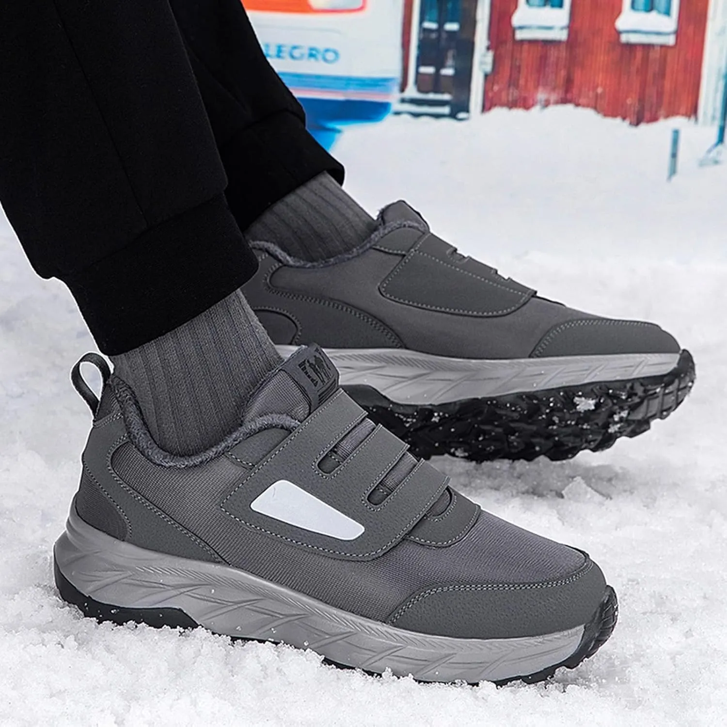 Men's Work Boots Steel Toe Hiking Sneakers Warm Fur Lined Women's Safety Shoes Nonslip Platform Sneakers Indestructible Hike Grounded Footwear