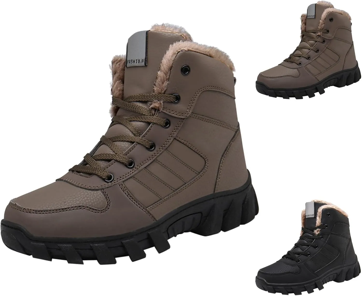Men's Work Boots Wide Width Hiking Sneakers with Warm Fur Lining Women's Working Shoes Food Service Non Slip Shoes Food Service Waterproof Hike Grounded Footwear