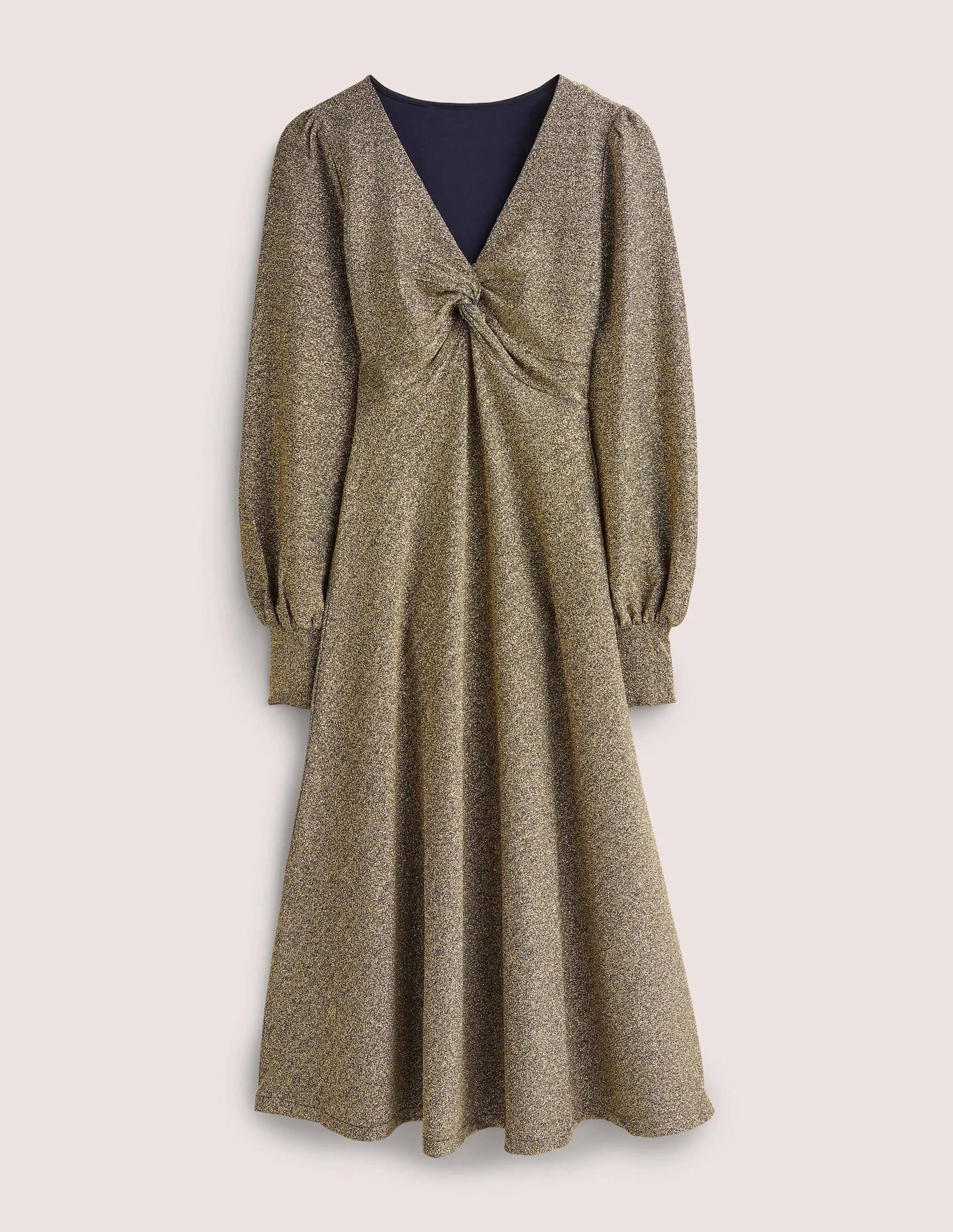 Metallic Jersey Midi Dress-Gold Sparkle