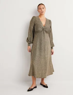 Metallic Jersey Midi Dress-Gold Sparkle