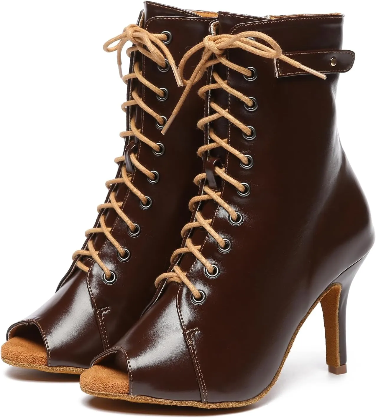 Minishion Comfortable Dance Shoes for Women Sexy Peep Toe Wedding Evening Ankle Booties