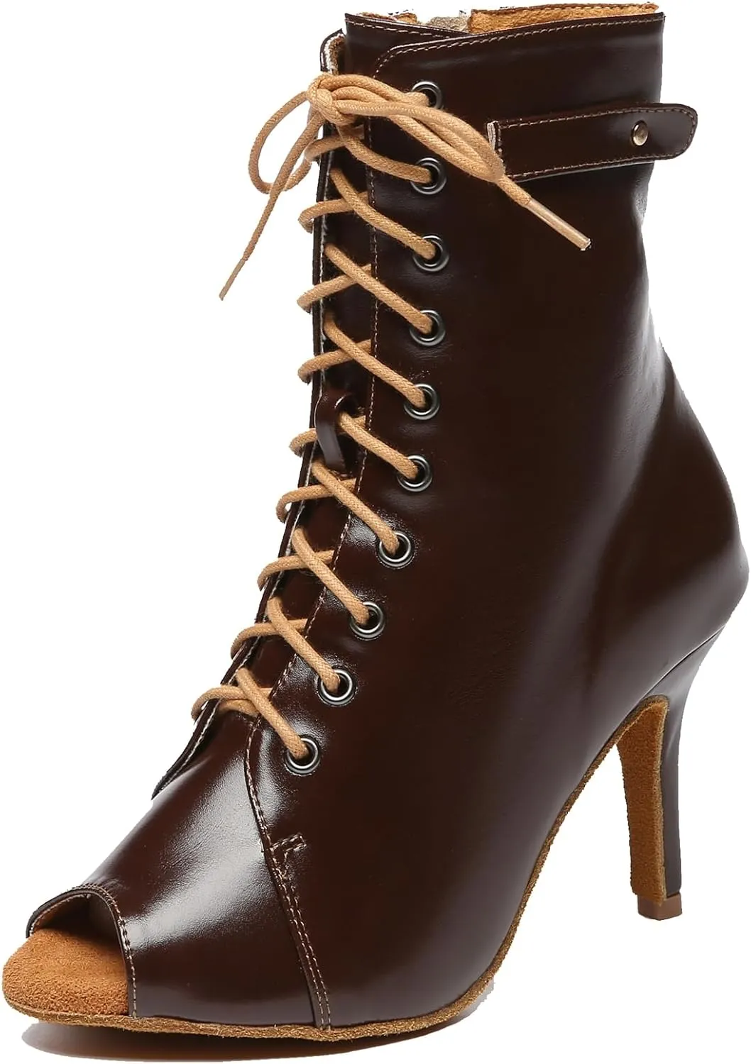 Minishion Comfortable Dance Shoes for Women Sexy Peep Toe Wedding Evening Ankle Booties
