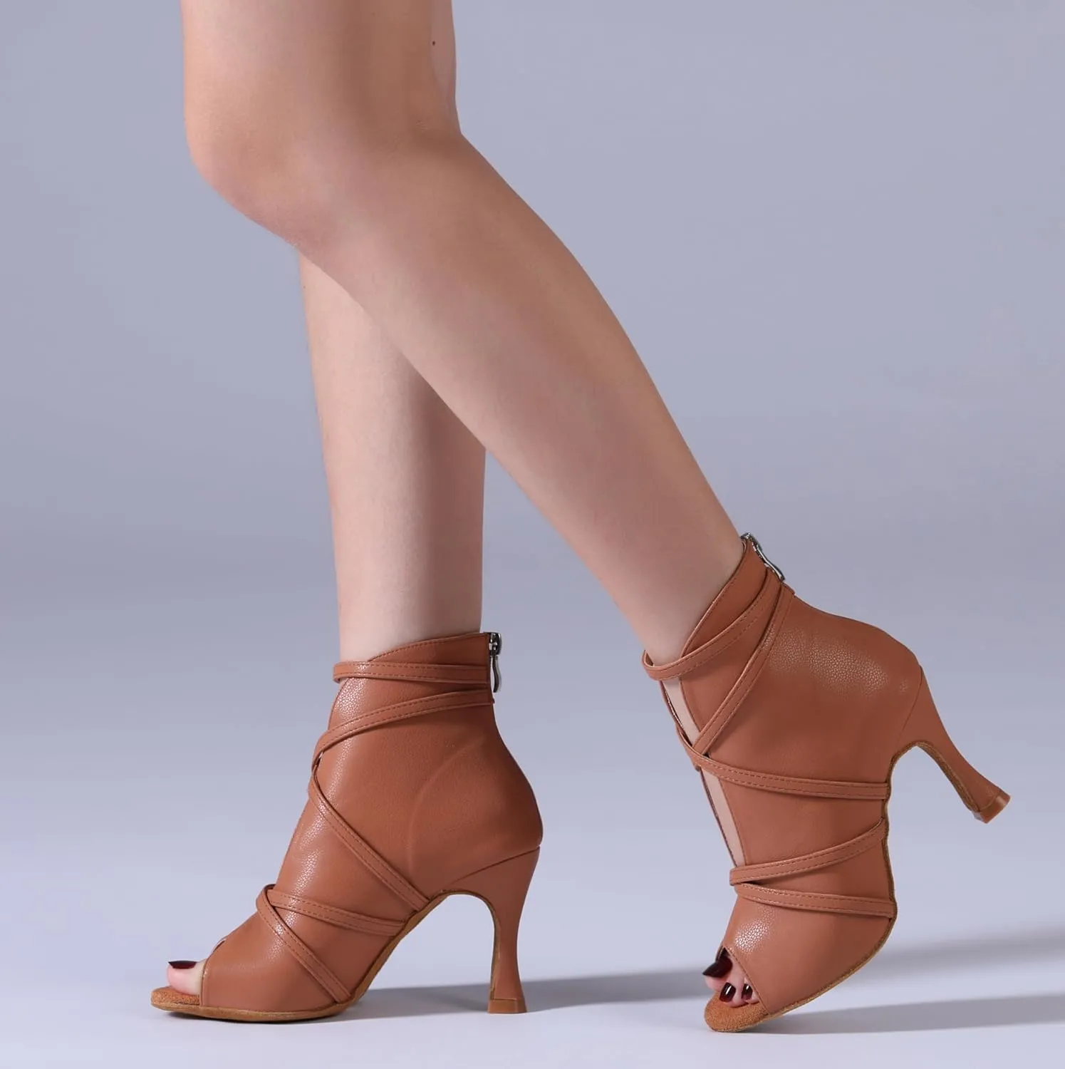 Minishion Comfortable Dance Shoes for Women Sexy Peep Toe Wedding Evening Ankle Booties