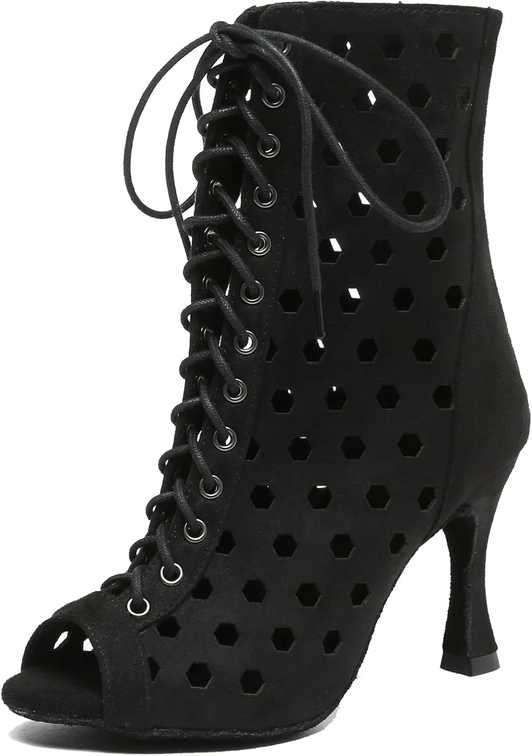 Minishion Comfortable Dance Shoes for Women Sexy Peep Toe Wedding Evening Ankle Booties