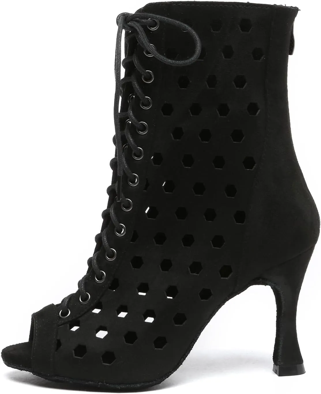 Minishion Comfortable Dance Shoes for Women Sexy Peep Toe Wedding Evening Ankle Booties