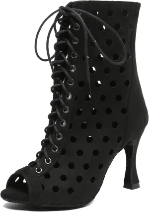 Minishion Comfortable Dance Shoes for Women Sexy Peep Toe Wedding Evening Ankle Booties