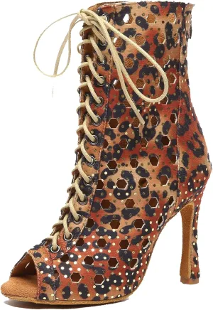 Minishion Comfortable Dance Shoes for Women Sexy Peep Toe Wedding Evening Ankle Booties