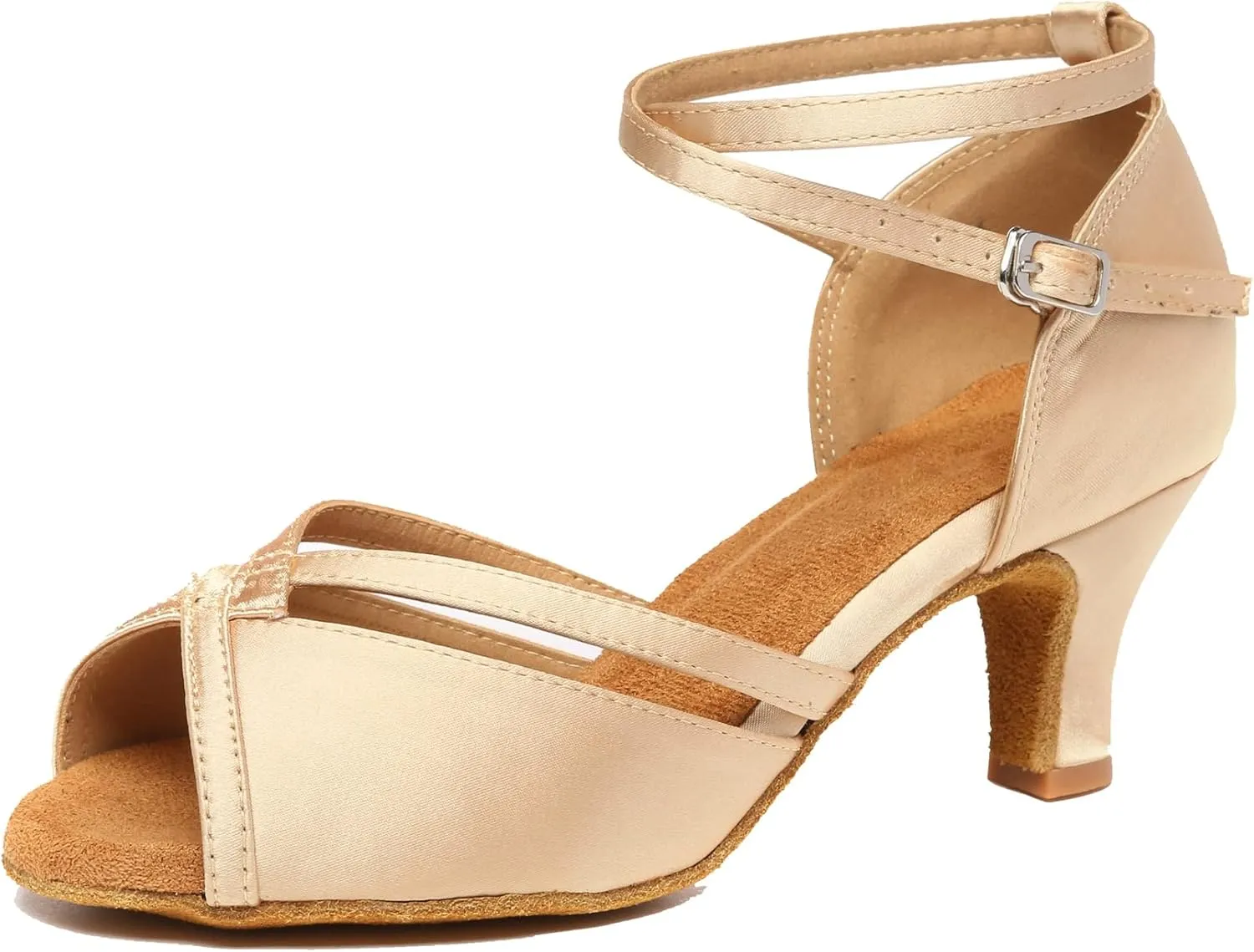 Minishion Comfortable Womens Ballroom Dance Shoe Ankle Strap Wedding Prom Sandals