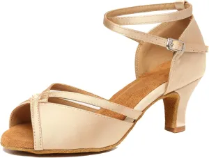Minishion Comfortable Womens Ballroom Dance Shoe Ankle Strap Wedding Prom Sandals