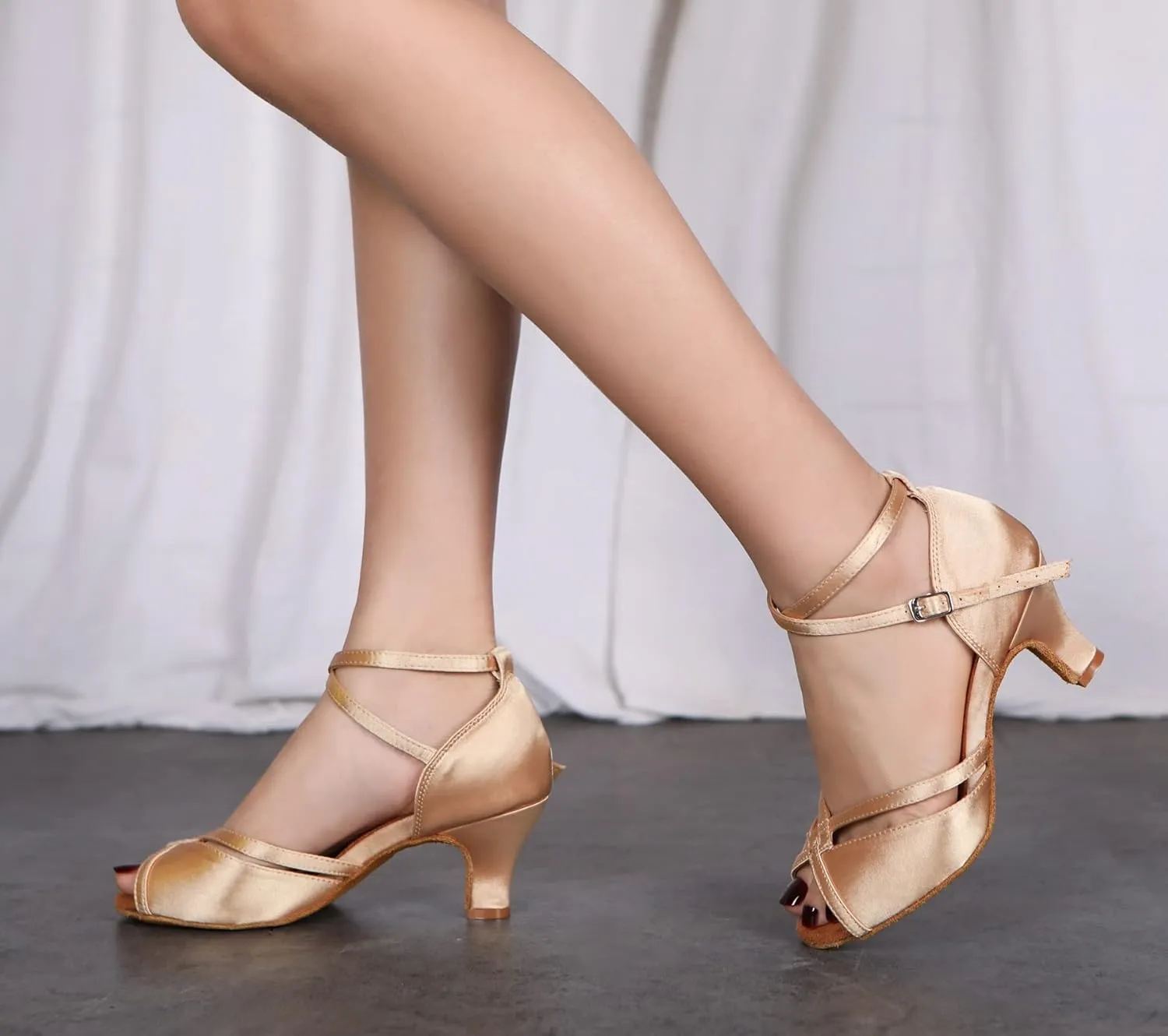Minishion Comfortable Womens Ballroom Dance Shoe Ankle Strap Wedding Prom Sandals