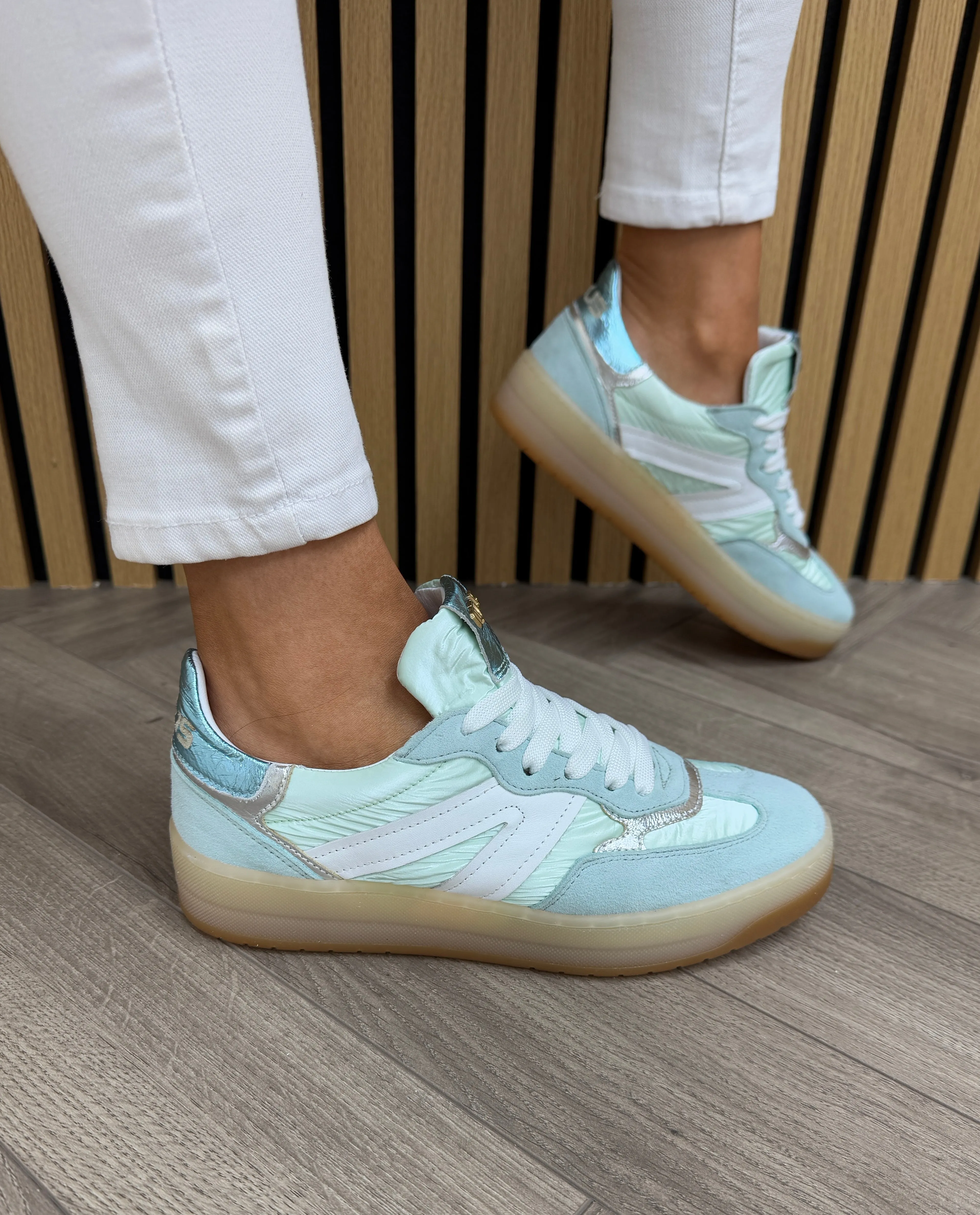 MJUS (SS25) Lace Up Trainer With Metallic Insert L661100 - Lake/Salvia/Argento (Mj2)