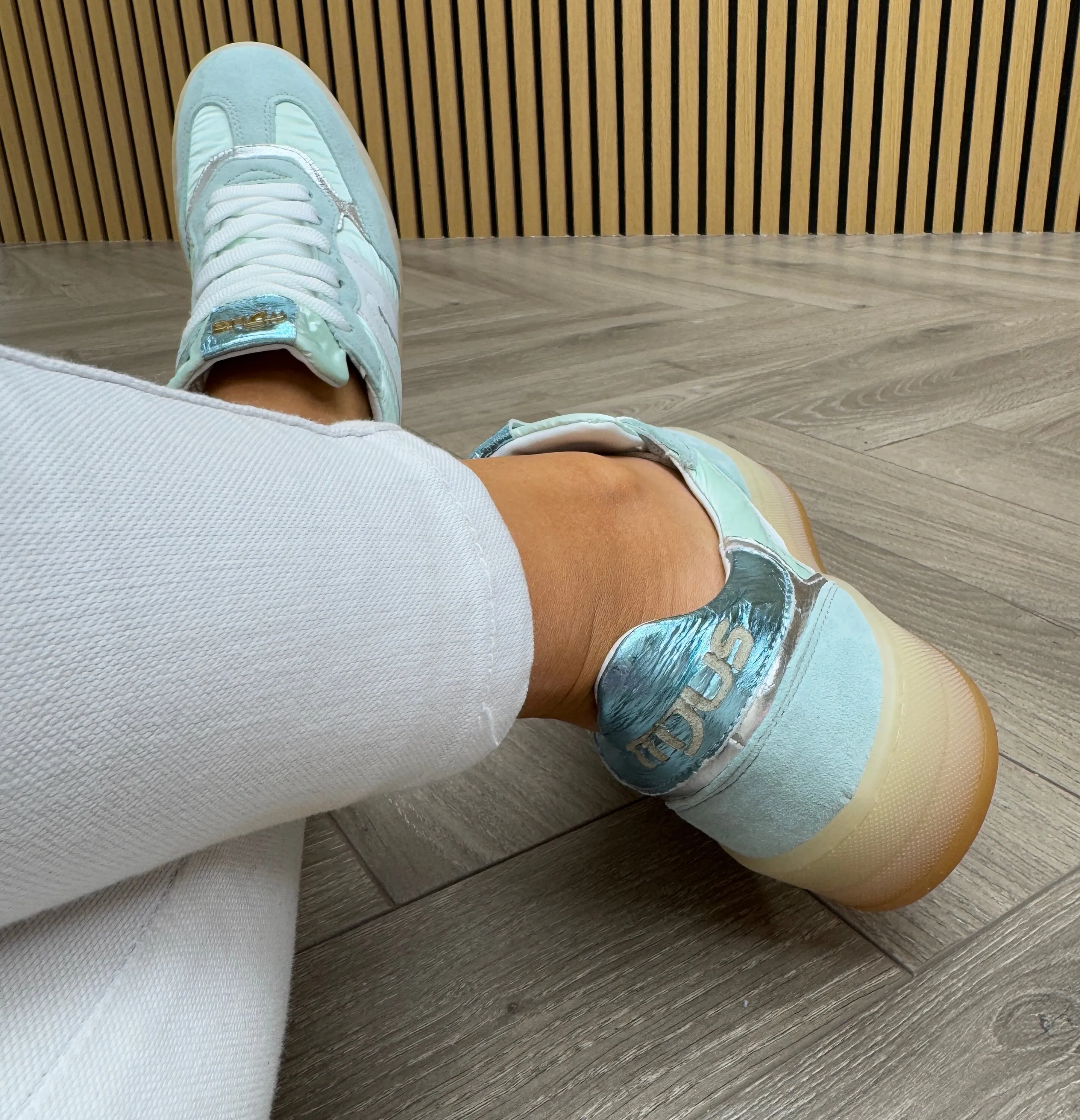 MJUS (SS25) Lace Up Trainer With Metallic Insert L661100 - Lake/Salvia/Argento (Mj2)