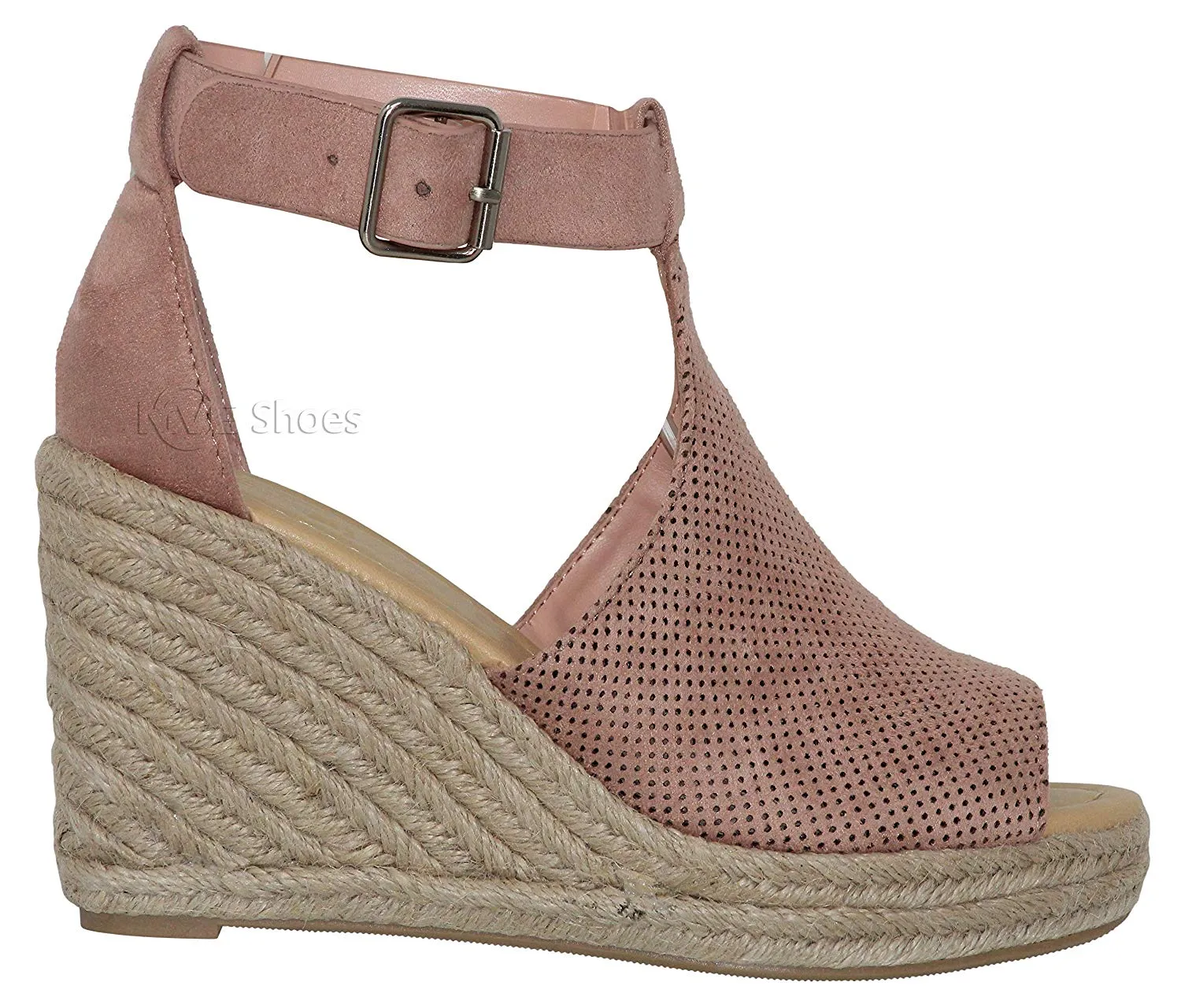 MVE Shoes Womens Comfortable Open Toe Adjustable Ankle Strap Wedge