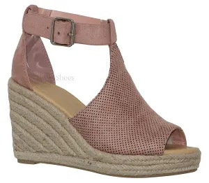 MVE Shoes Womens Comfortable Open Toe Adjustable Ankle Strap Wedge
