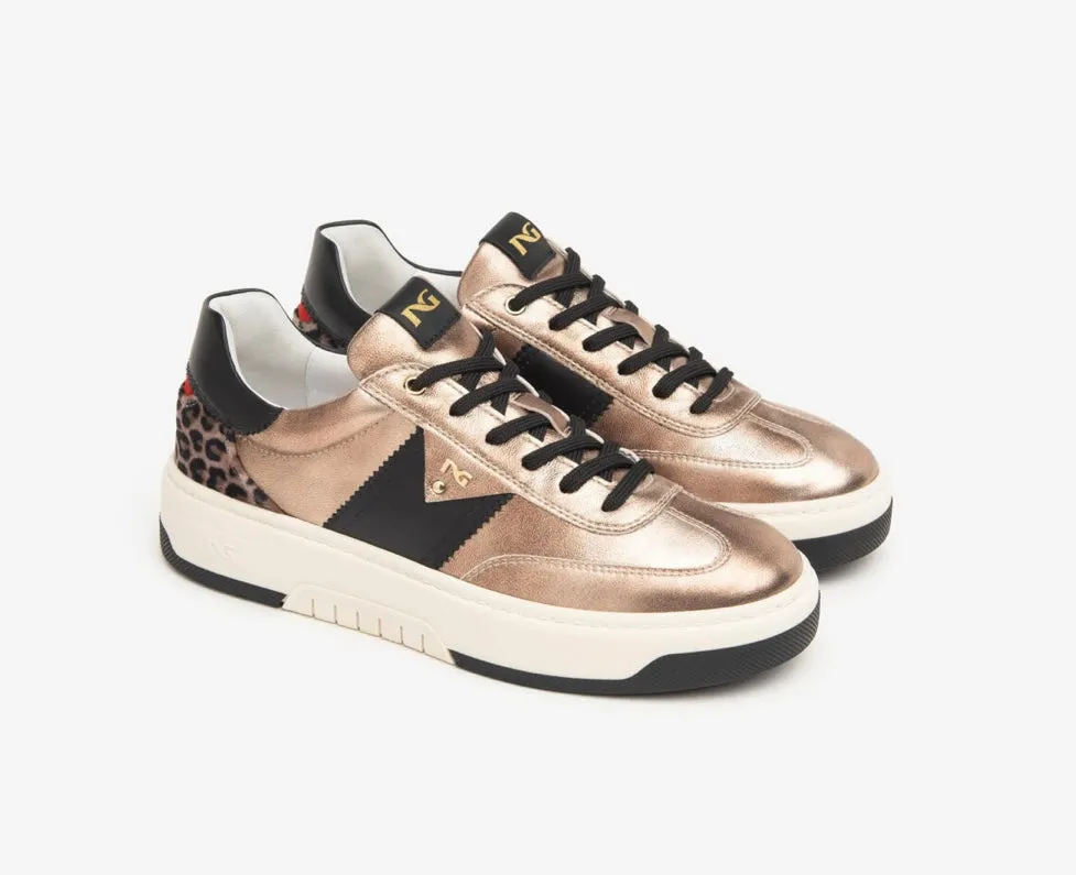 NeroGiardini gold and black leather sneakers