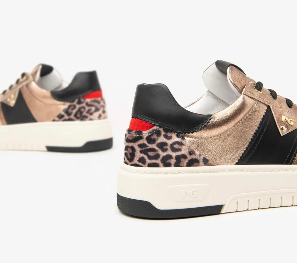 NeroGiardini gold and black leather sneakers