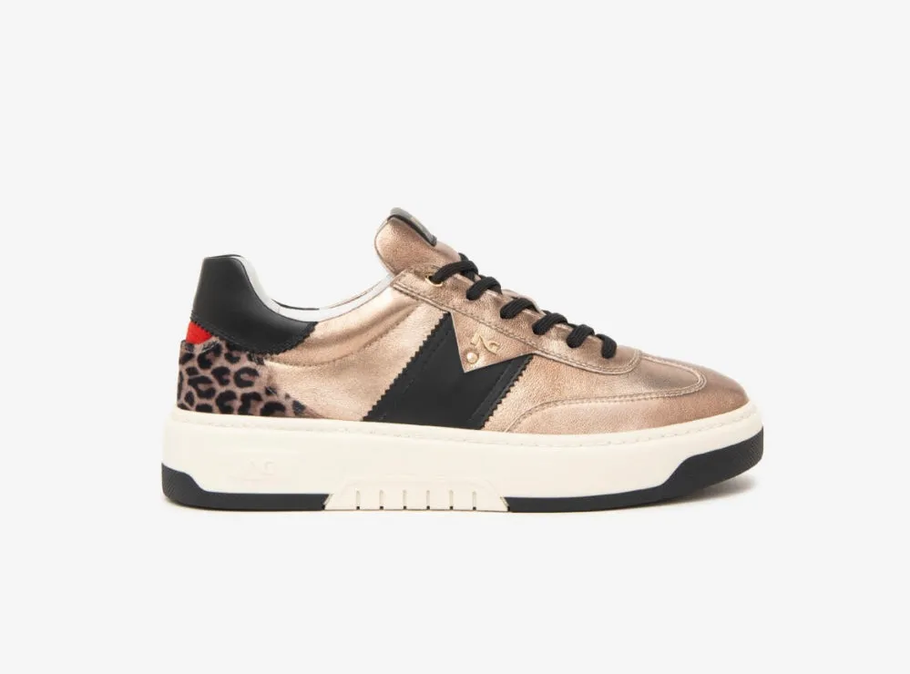 NeroGiardini gold and black leather sneakers