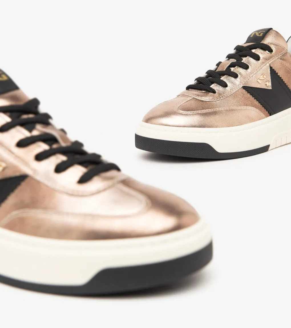 NeroGiardini gold and black leather sneakers