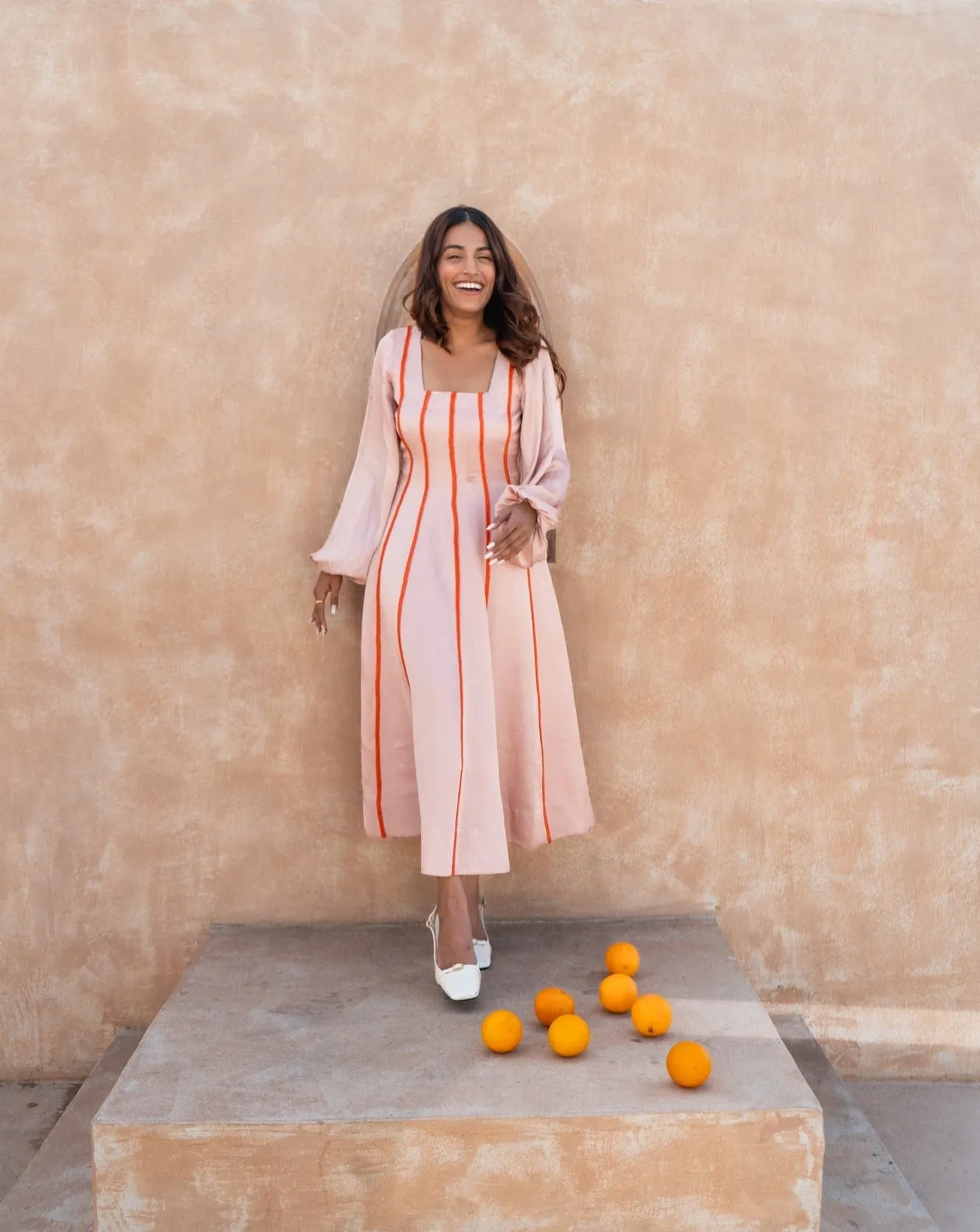Pink Maxi Dress-Orange Braids