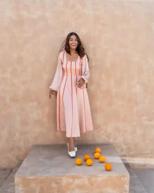 Pink Maxi Dress-Orange Braids