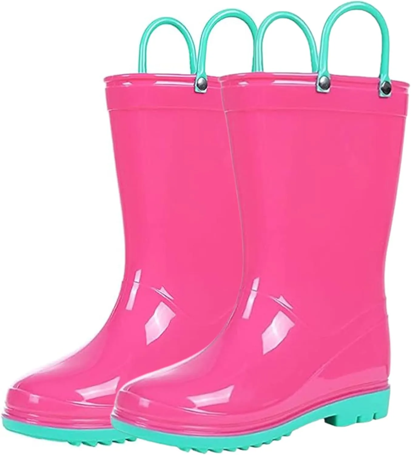 Puddle Play Toddler and Kids Waterproof PVC Rain Boots with Easy-On Handles  Lightweight Slip-Resistant Outdoor Boots for Boys and Girls