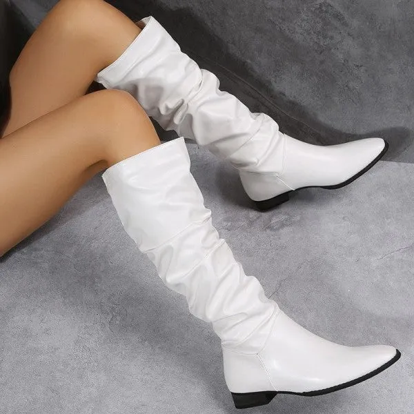 Purpdrank - White Casual Patchwork Solid Color Pointed Keep Warm Comfortable Shoes