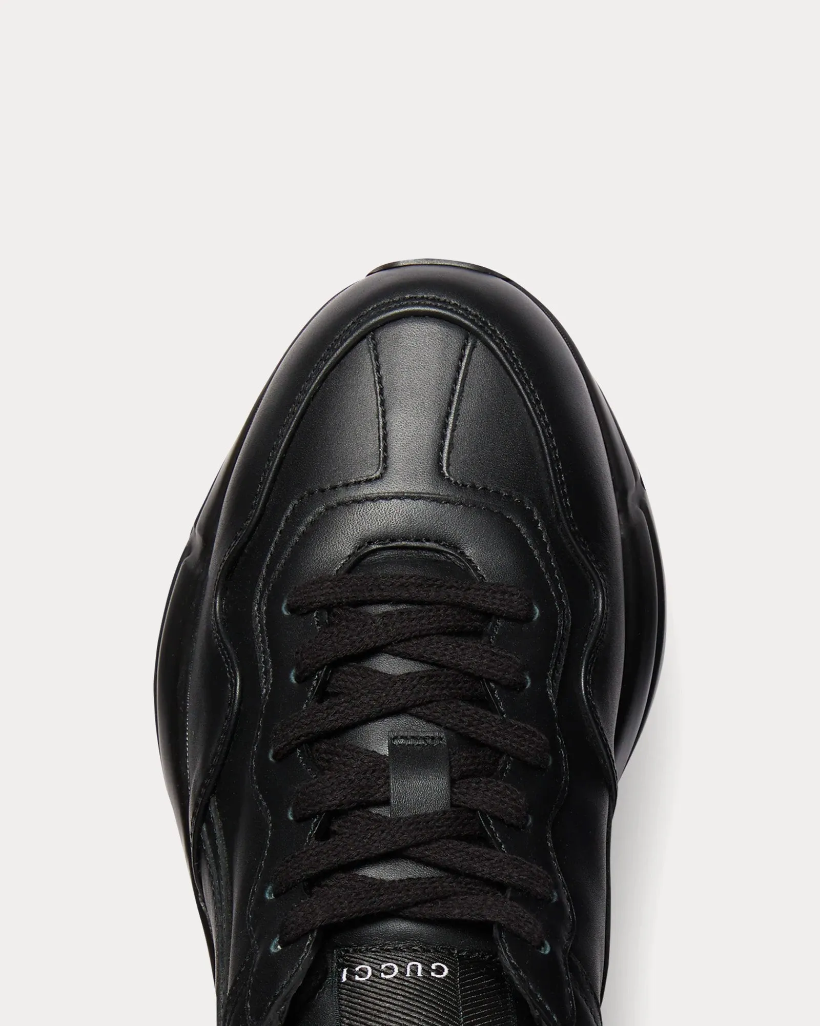 Rhyton Leather Black Low Top Sneakers