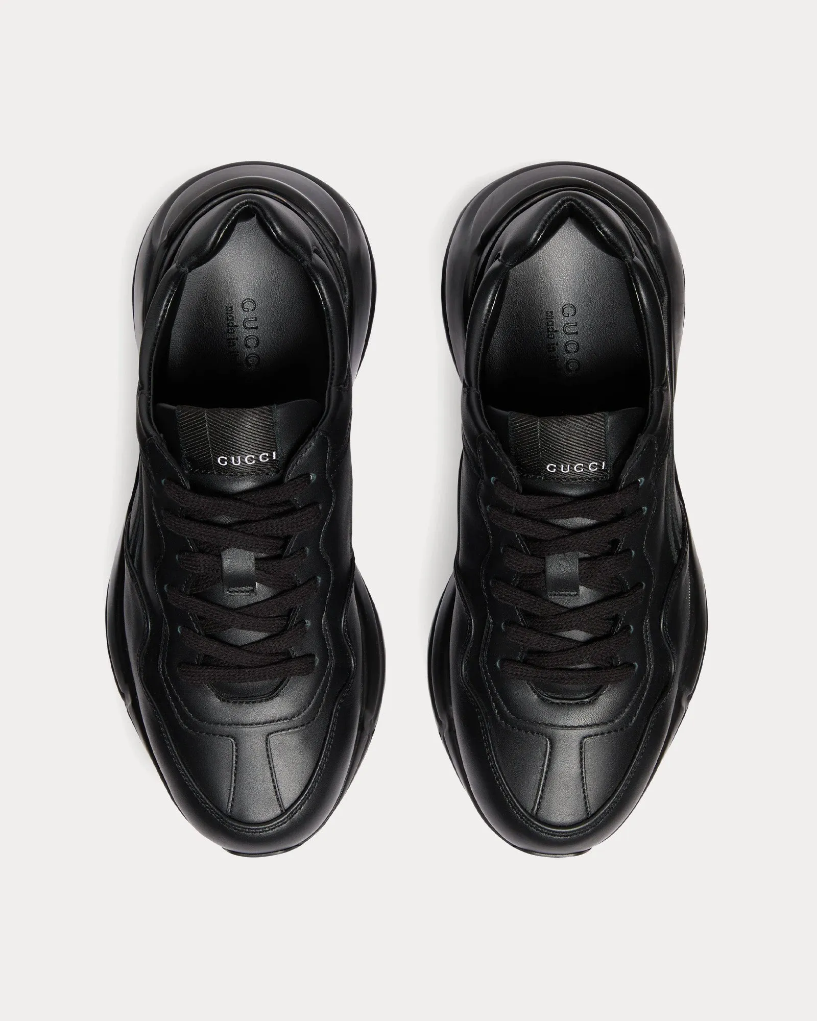 Rhyton Leather Black Low Top Sneakers