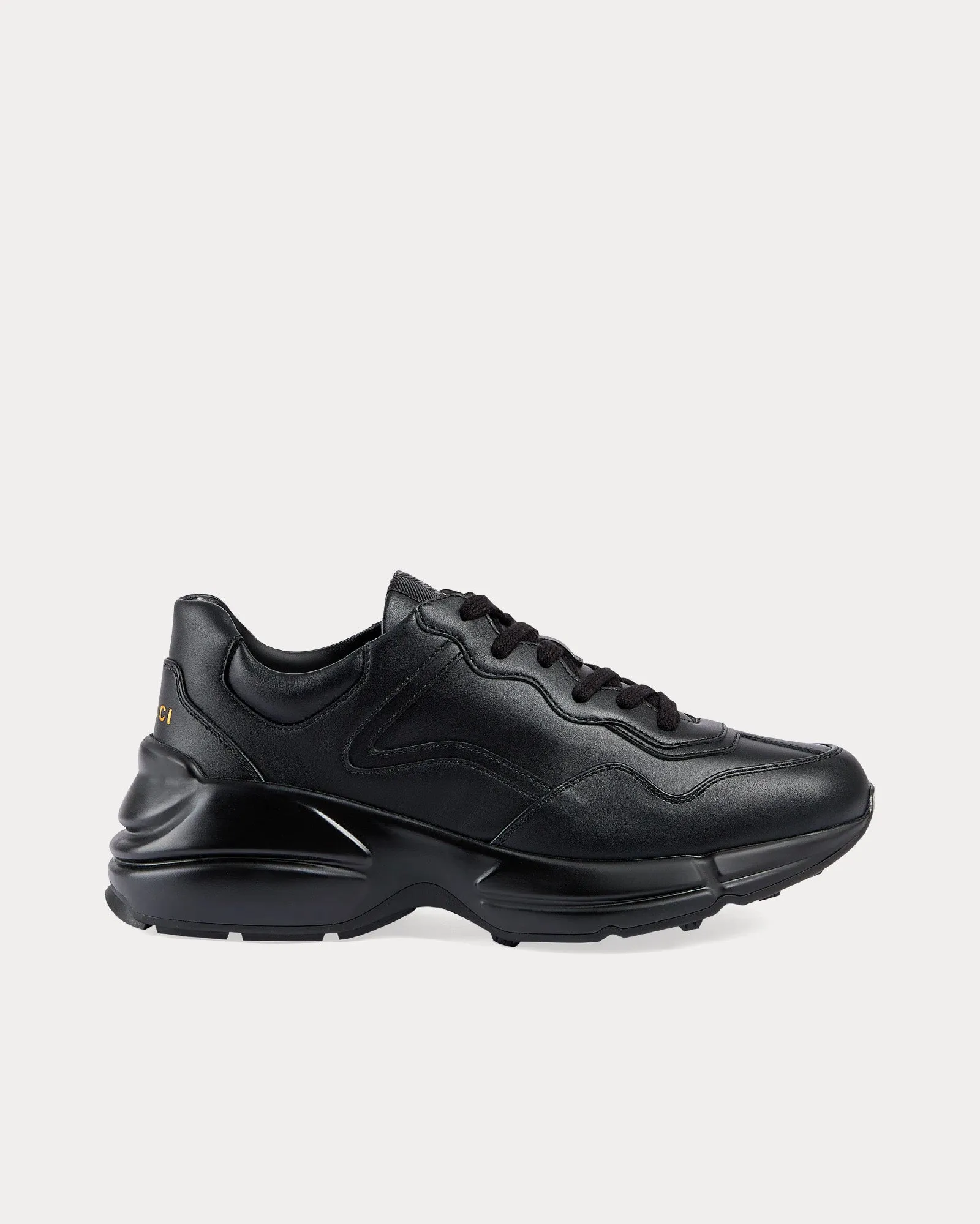 Rhyton Leather Black Low Top Sneakers