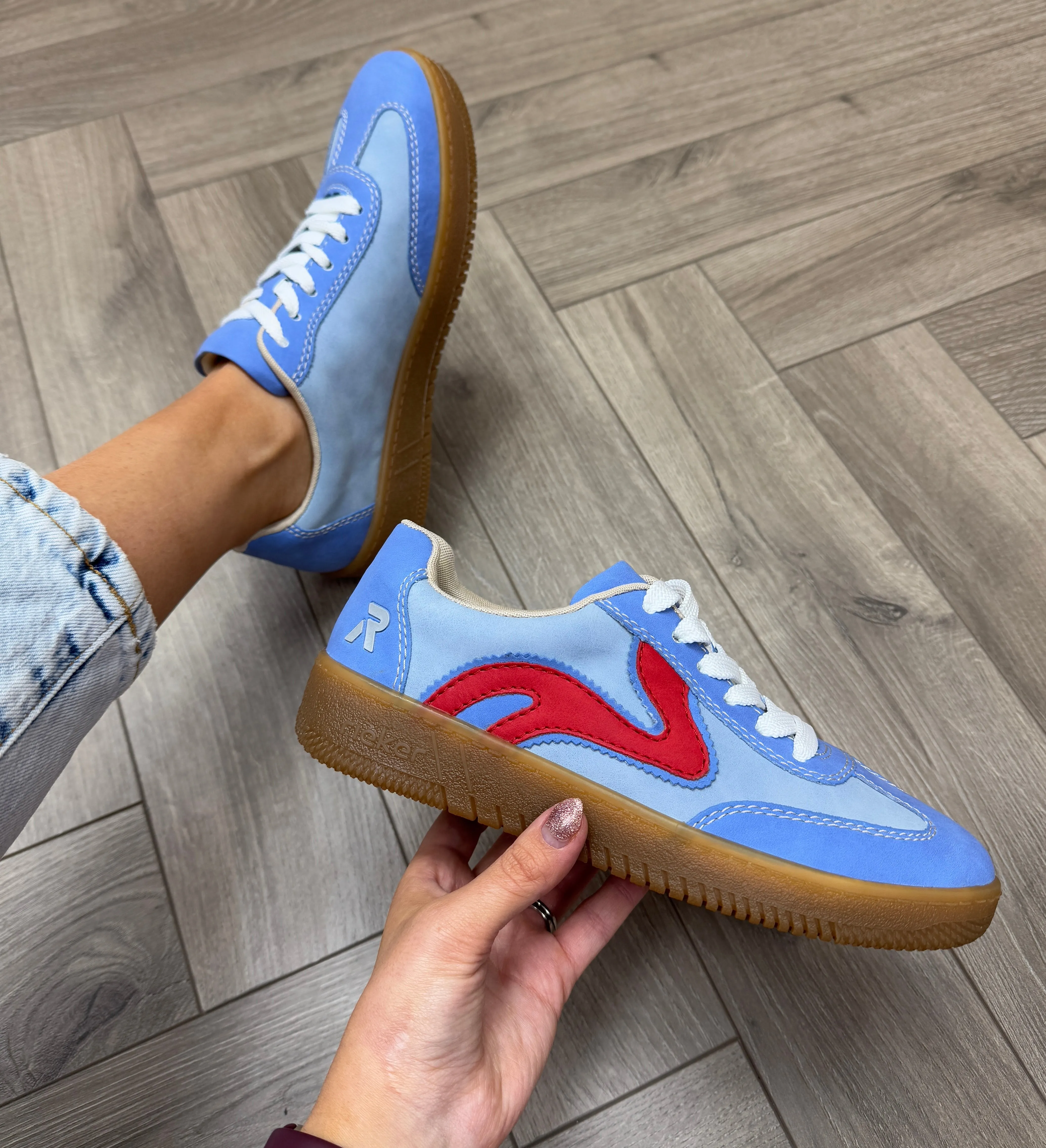 Rieker (SS25) Gum Sole Trainer with Side Detail M5512-10 - Blue (R13)