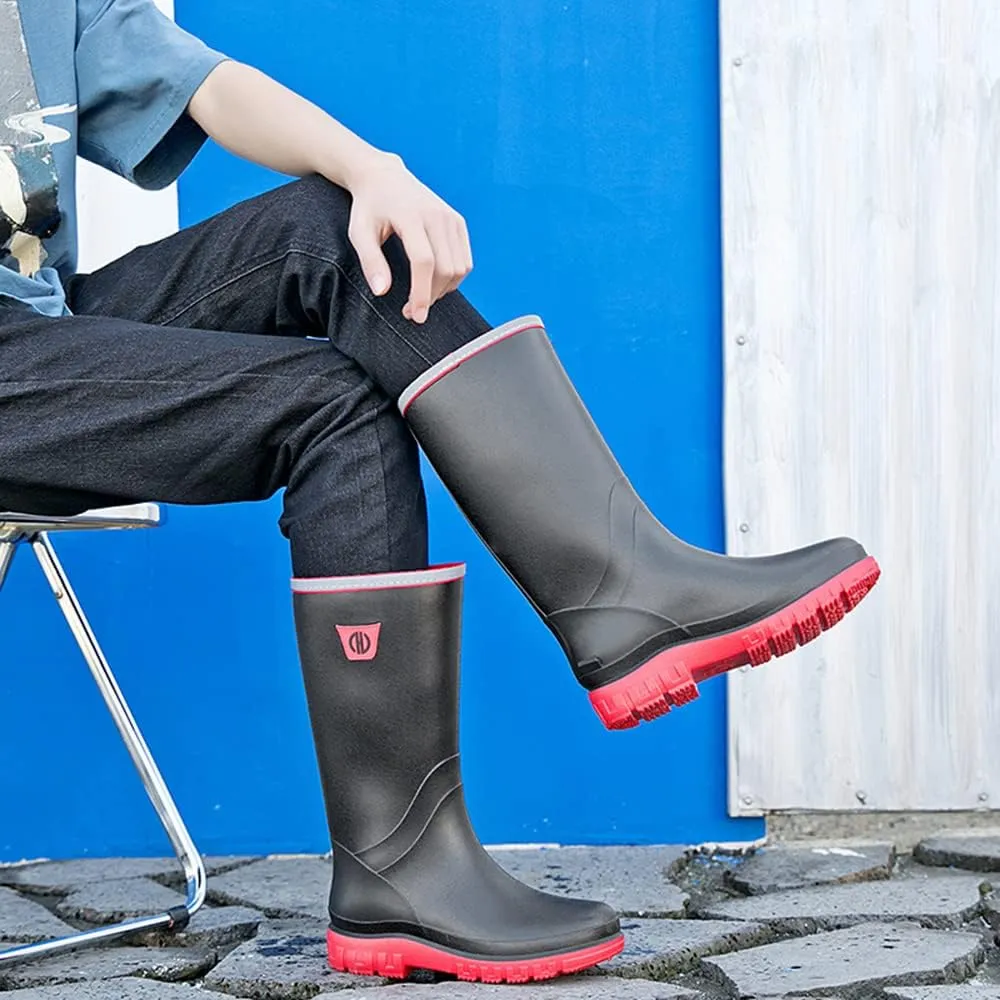 Rojeam Mens Rain Boots Waterproof Garden Shoes Rain Shoes