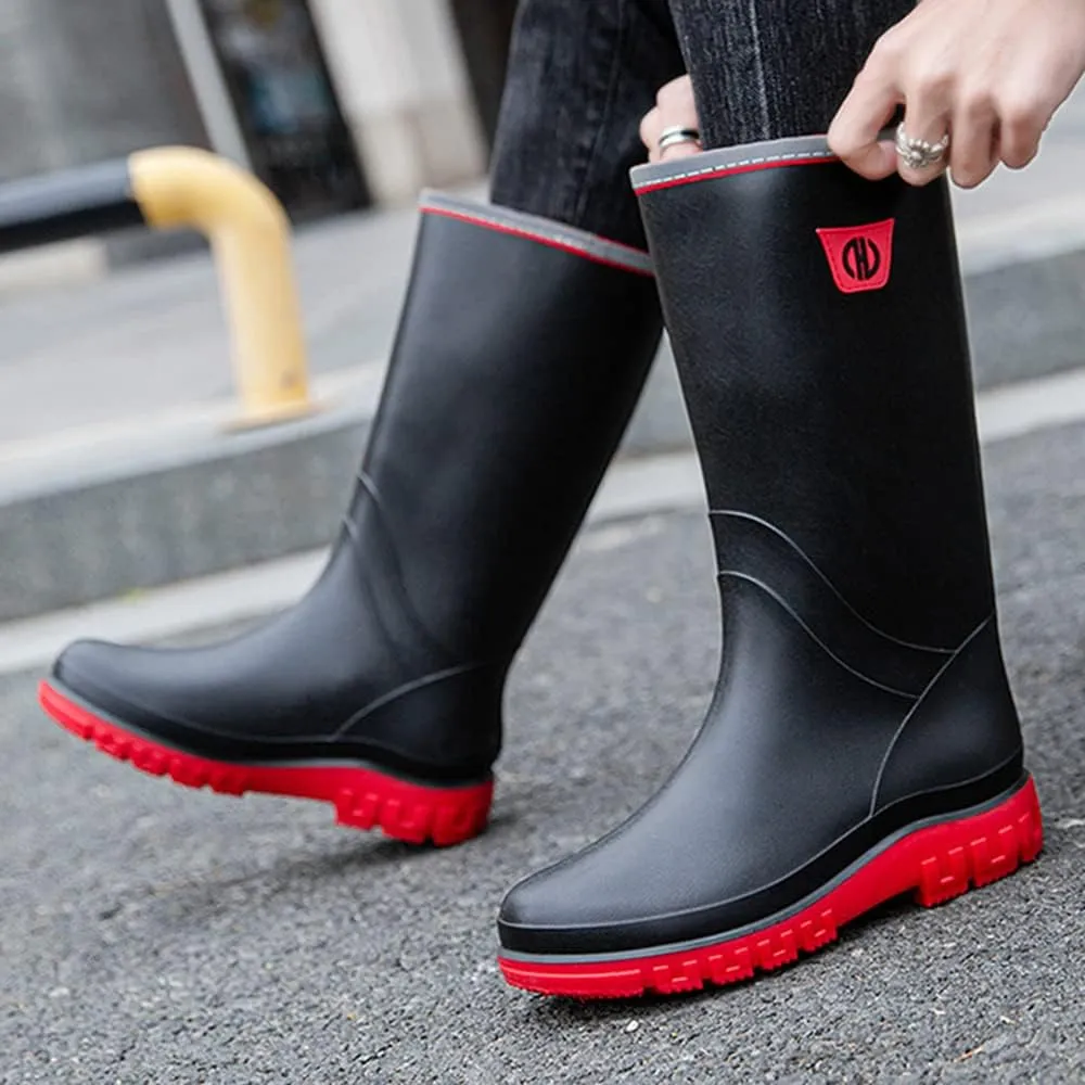 Rojeam Mens Rain Boots Waterproof Garden Shoes Rain Shoes