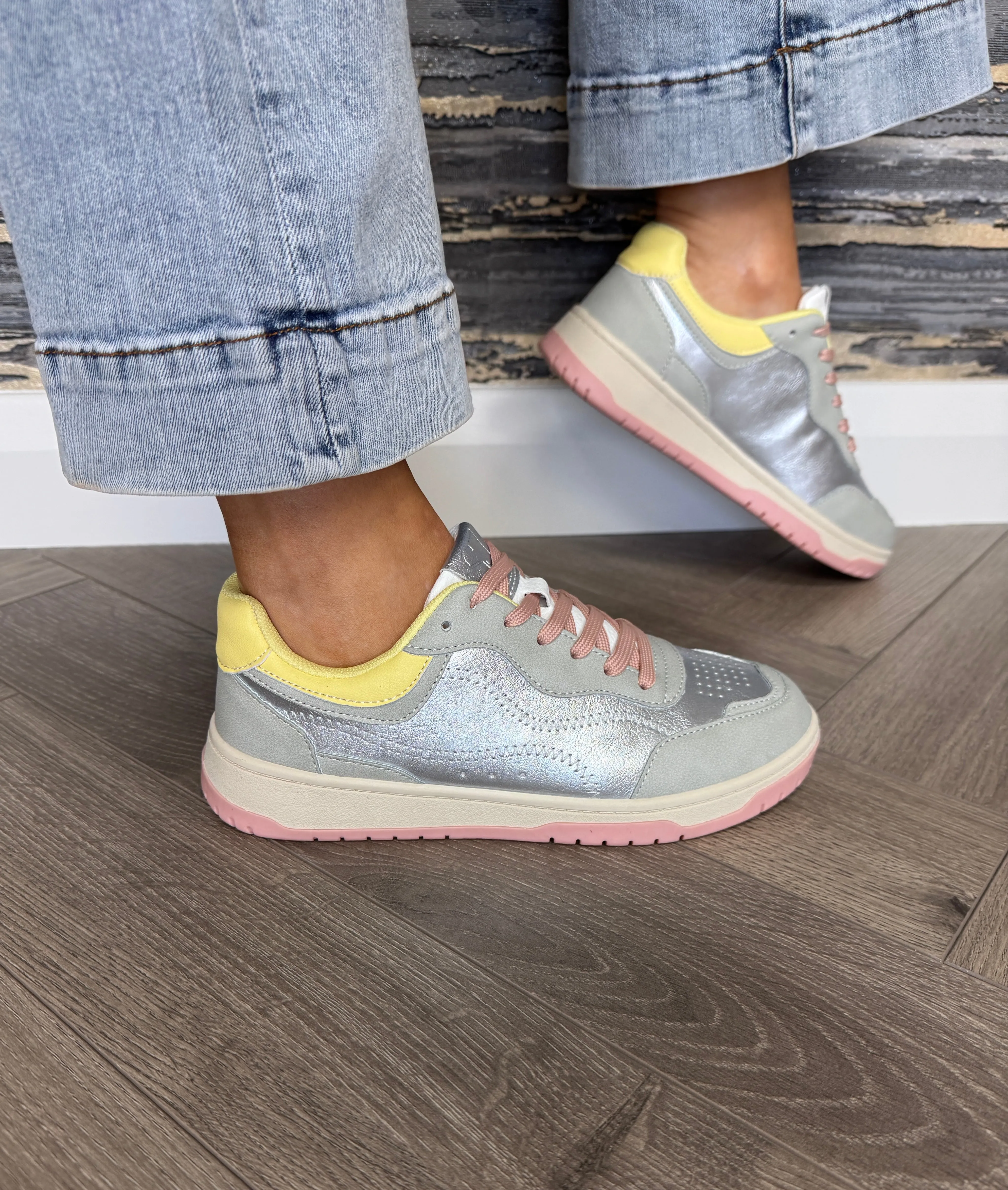 Safety Jogger Lace Up Metallic Trainer 627171 - LGR/SIL (SJ9)